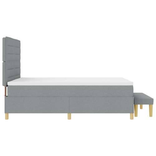 Krevet s oprugama s madracem i klupom svjetlosive boje 140x190 cm tkanina Cijena
