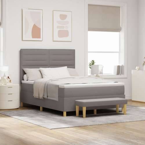 Krevet s box springom s madracem i klupom Taupe 160x200 cm Tkanina Cijena