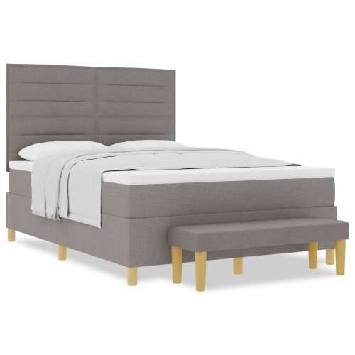 Krevet s box springom s madracem i klupom Taupe 160x200 cm Tkanina Cijena