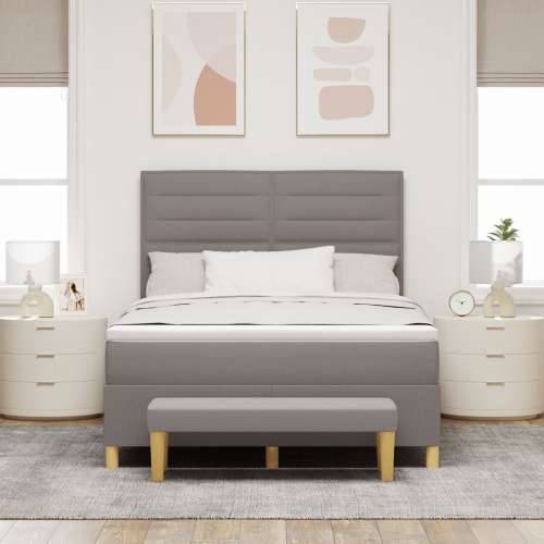 Krevet s box springom s madracem i klupom Taupe 160x200 cm Tkanina Cijena