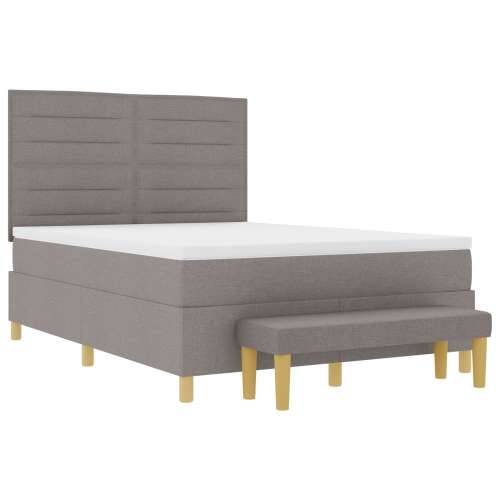 Krevet s box springom s madracem i klupom Taupe 160x200 cm Tkanina Cijena