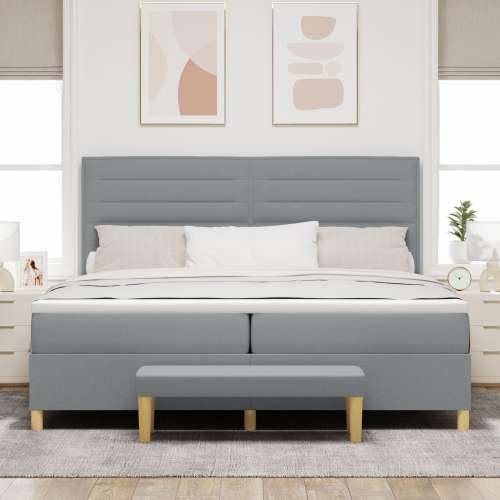 okvir za krevet s madracem i klupom svijetlosiva 200x200 cm tkanina Cijena