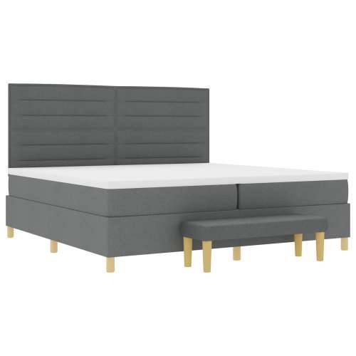 Krevet s podnicom s madracem i klupom tamno siva 200x200 cm tkanina Cijena