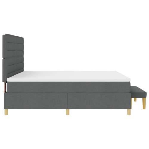 Krevet s podnicom s madracem i klupom tamno siva 200x200 cm tkanina Cijena