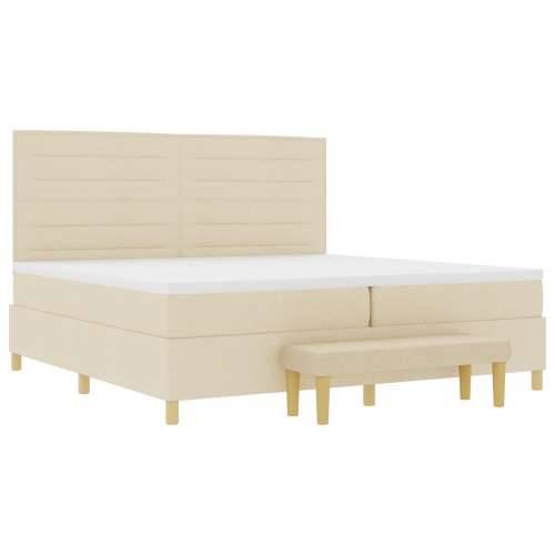 Box Spring Krevet s Madracem i Klupom Krem 200x200 cm Tkanina Cijena