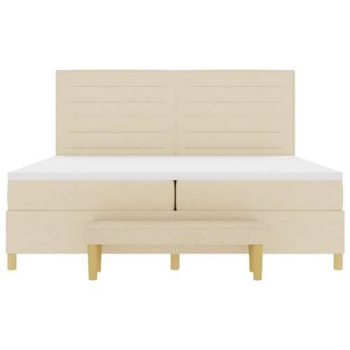 Box Spring Krevet s Madracem i Klupom Krem 200x200 cm Tkanina Cijena