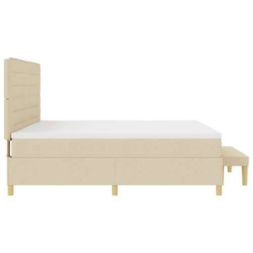 Box Spring Krevet s Madracem i Klupom Krem 200x200 cm Tkanina Cijena