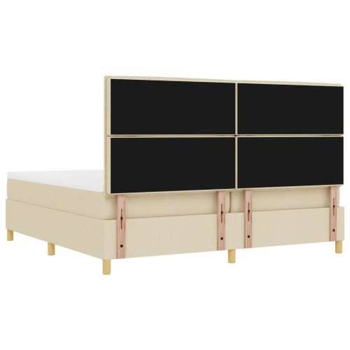 Box Spring Krevet s Madracem i Klupom Krem 200x200 cm Tkanina Cijena