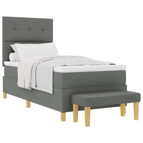 Box Spring Krevet s Madracem & Klupom Tamno Siva 90x200 cm Tkanina Cijena