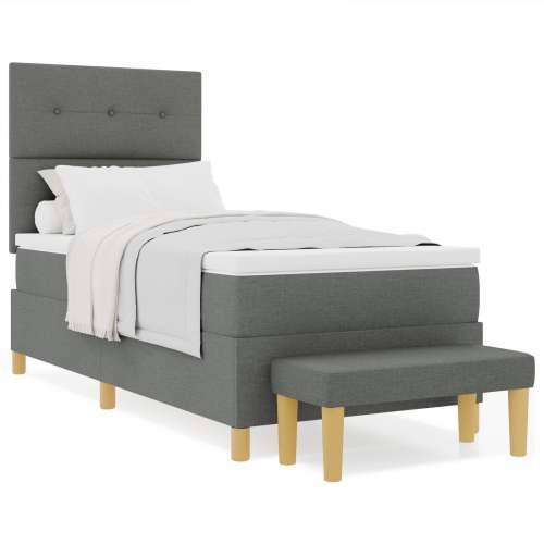 Box Spring Krevet s Madracem & Klupom Tamno Siva 90x200 cm Tkanina Cijena