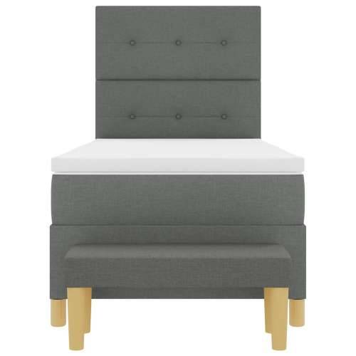 Box Spring Krevet s Madracem & Klupom Tamno Siva 90x200 cm Tkanina Cijena