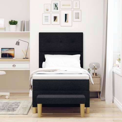 Box Spring Krevet s Madracem i Klupom Crna 90x200 cm Tkanina Cijena
