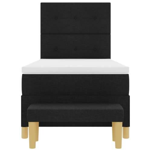 Box Spring Krevet s Madracem i Klupom Crna 90x200 cm Tkanina Cijena