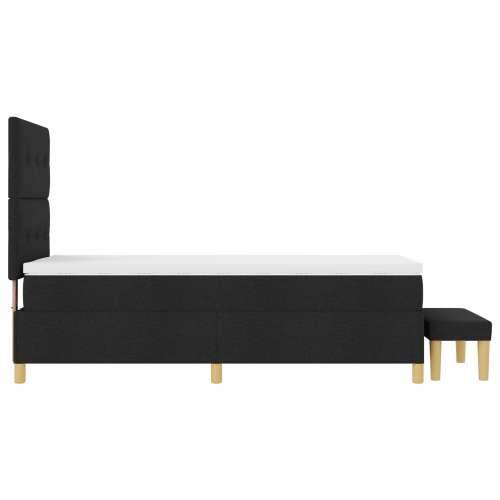 Box Spring Krevet s Madracem i Klupom Crna 90x200 cm Tkanina Cijena