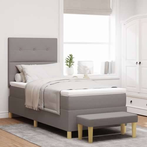 Box Spring Krevet s Madracem i Klupom Taupe 90x200 cm Tkanina Cijena