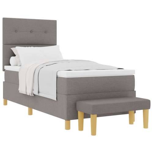 Box Spring Krevet s Madracem i Klupom Taupe 90x200 cm Tkanina Cijena
