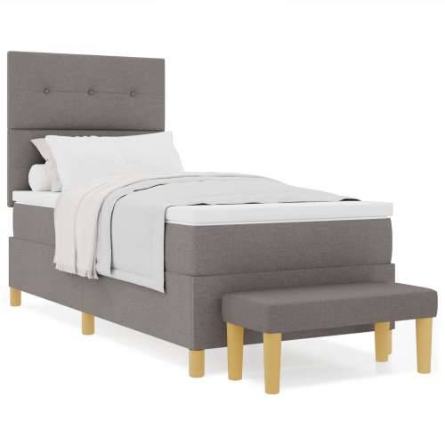 Box Spring Krevet s Madracem i Klupom Taupe 90x200 cm Tkanina Cijena
