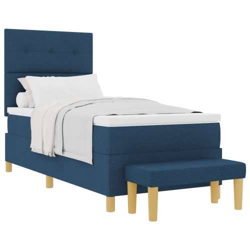 Box Spring Krevet s Madracem i Klupicom Plavi 90x200 cm Tkanina Cijena