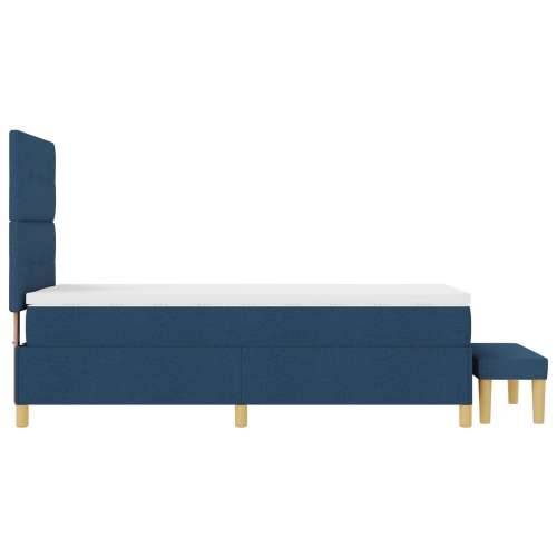 Box Spring Krevet s Madracem i Klupicom Plavi 90x200 cm Tkanina Cijena