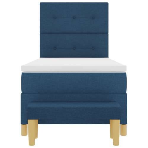 Box Spring Krevet s Madracem i Klupom Plava 100x200 cm Tkanina Cijena