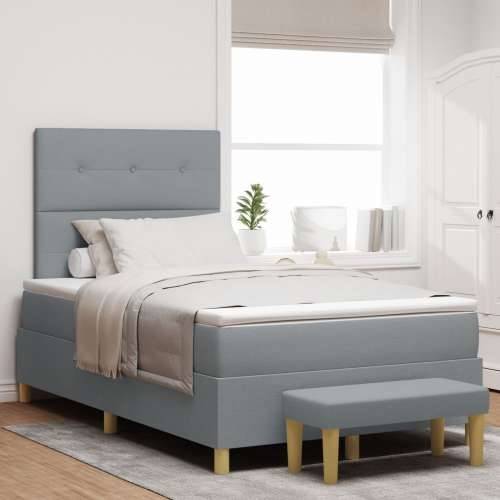 Box Spring Krevet s Madracem i Klupom Svjetlosiva 120x200 cm Tkanina Cijena