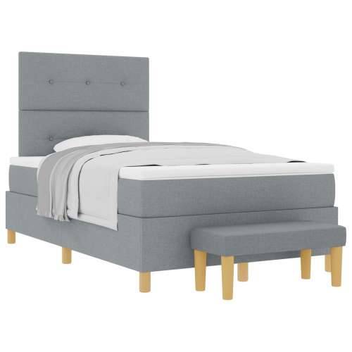 Box Spring Krevet s Madracem i Klupom Svjetlosiva 120x200 cm Tkanina Cijena
