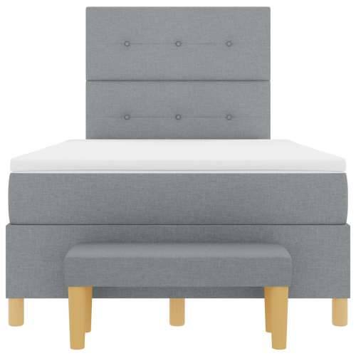 Box Spring Krevet s Madracem i Klupom Svjetlosiva 120x200 cm Tkanina Cijena