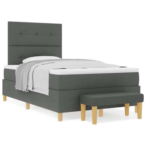 Box Spring Krevet s Madracem i Klupom Tamno Siva 120x200 cm Tkanina Cijena