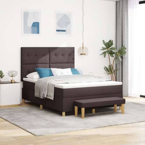 Krevet s Box Springom i Madracem & Klupom Tamnosmeđi 140x190 cm Tkanina Cijena