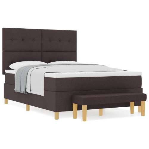 Krevet s Box Springom i Madracem & Klupom Tamnosmeđi 140x190 cm Tkanina Cijena