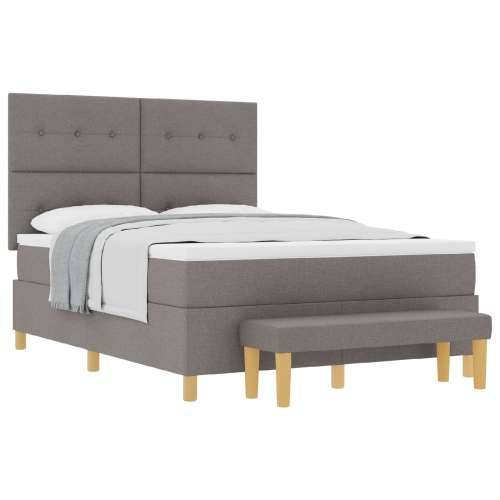 Box Spring Krevet s Madracem i Klupom Taupe 140x190 cm Tkanina Cijena