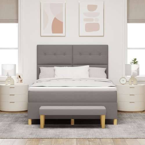 Box Spring Krevet s Madracem i Klupom Taupe 140x190 cm Tkanina Cijena