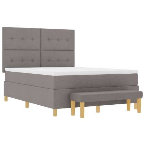 Box Spring Krevet s Madracem i Klupom Taupe 140x190 cm Tkanina Cijena
