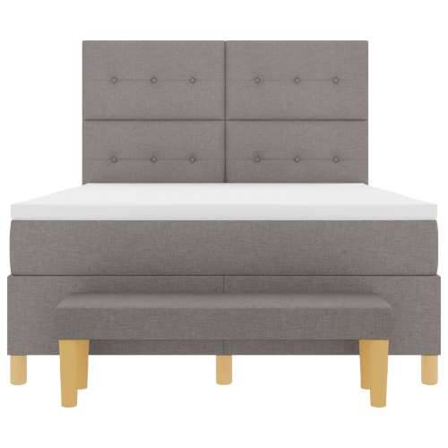 Box Spring Krevet s Madracem i Klupom Taupe 140x190 cm Tkanina Cijena