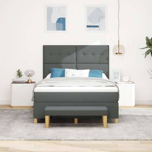 Box Spring Krevet s Madracem i Klupom Tamno Siva 140x200 cm Tkanina Cijena