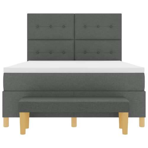 Box Spring Krevet s Madracem i Klupom Tamno Siva 140x200 cm Tkanina Cijena