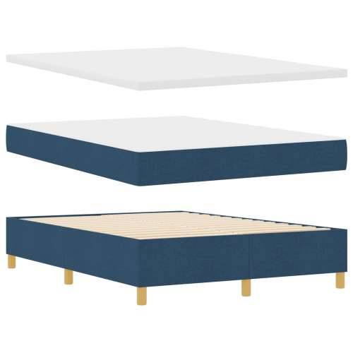 Box Spring Krevet s Madracem i Klupom Plava 140x200 cm Tkanina Cijena