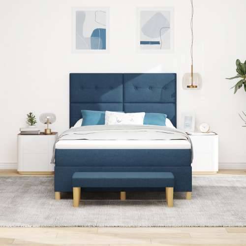 Box Spring Krevet s Madracem i Klupom Plava 140x200 cm Tkanina Cijena