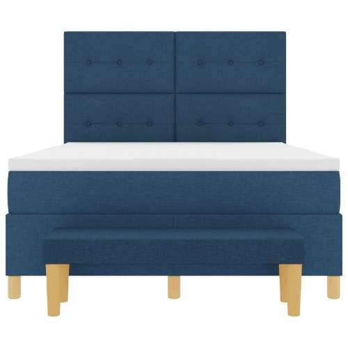 Box Spring Krevet s Madracem i Klupom Plava 140x200 cm Tkanina Cijena