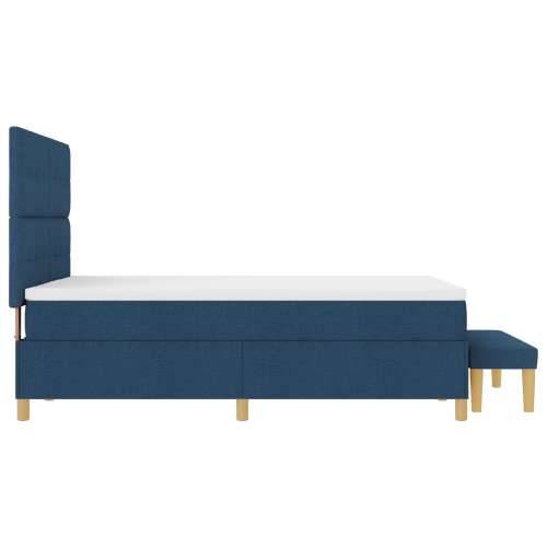 Box Spring Krevet s Madracem i Klupom Plava 140x200 cm Tkanina Cijena