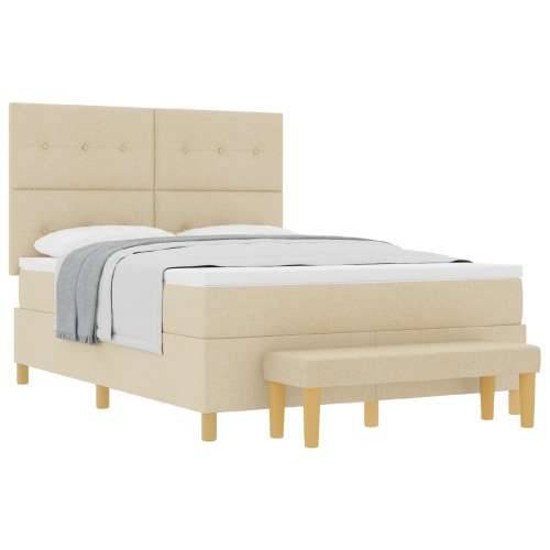 Box spring krevet s madracem i klupom krem 160x200 cm tkanina Cijena