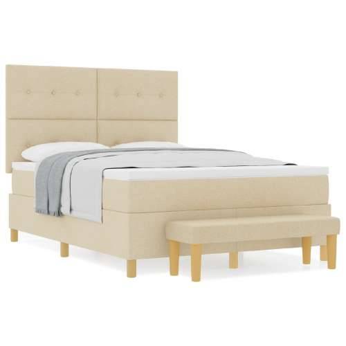 Box spring krevet s madracem i klupom krem 160x200 cm tkanina Cijena