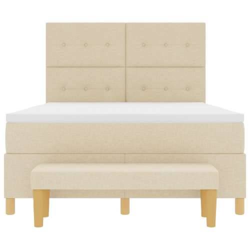 Box spring krevet s madracem i klupom krem 160x200 cm tkanina Cijena