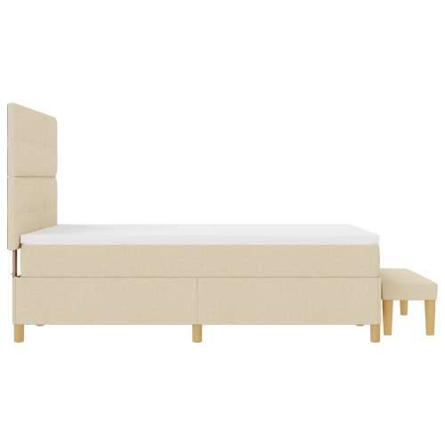 Box spring krevet s madracem i klupom krem 160x200 cm tkanina Cijena