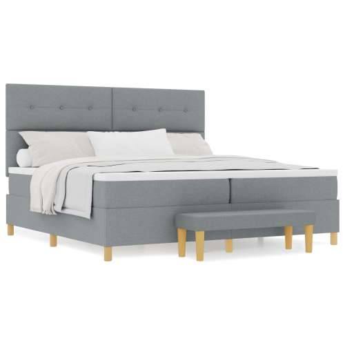 Box Spring Krevet s Madracem i Klupom Svjetlosiva 200x200 cm Tkanina Cijena