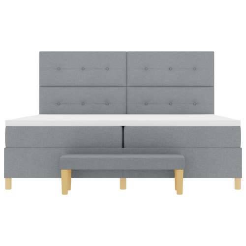 Box Spring Krevet s Madracem i Klupom Svjetlosiva 200x200 cm Tkanina Cijena