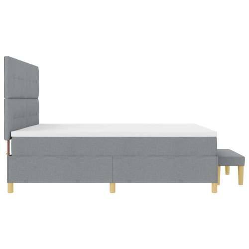 Box Spring Krevet s Madracem i Klupom Svjetlosiva 200x200 cm Tkanina Cijena