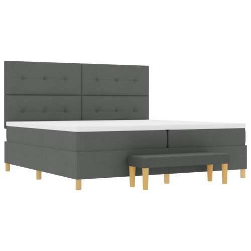 Box Spring Krevet s Madracem i Klupom Tamno Siva 200x200 cm Tkanina Cijena