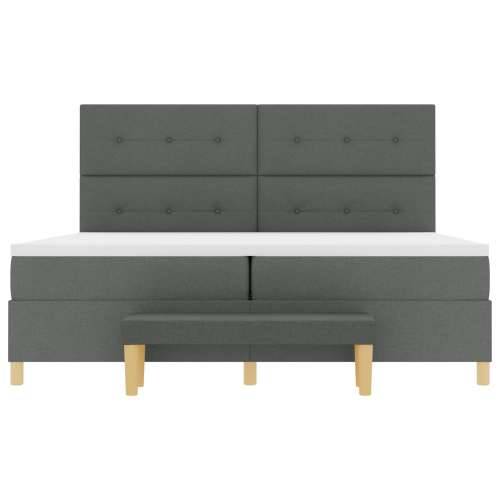 Box Spring Krevet s Madracem i Klupom Tamno Siva 200x200 cm Tkanina Cijena