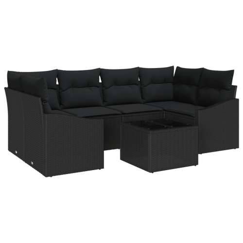 Vrtna garnitura - 7-dijelni set vrtnih sofa s jastučićima crni poliratan Cijena